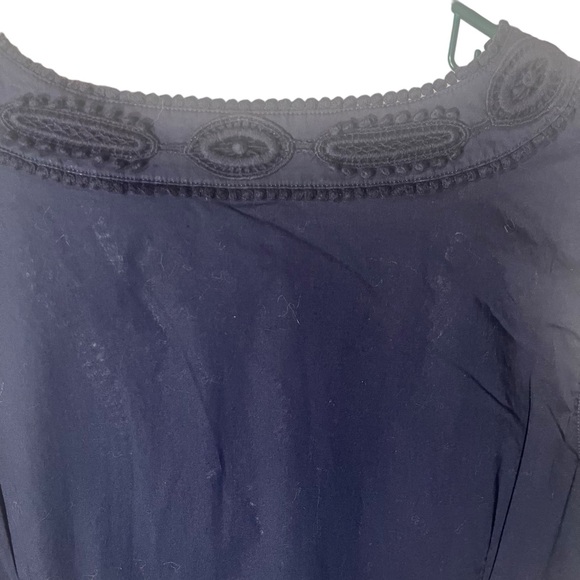 Talbots Navy Cotton Top Zips on Side Embroidered Surplice Sleeveless - Picture 4 of 5